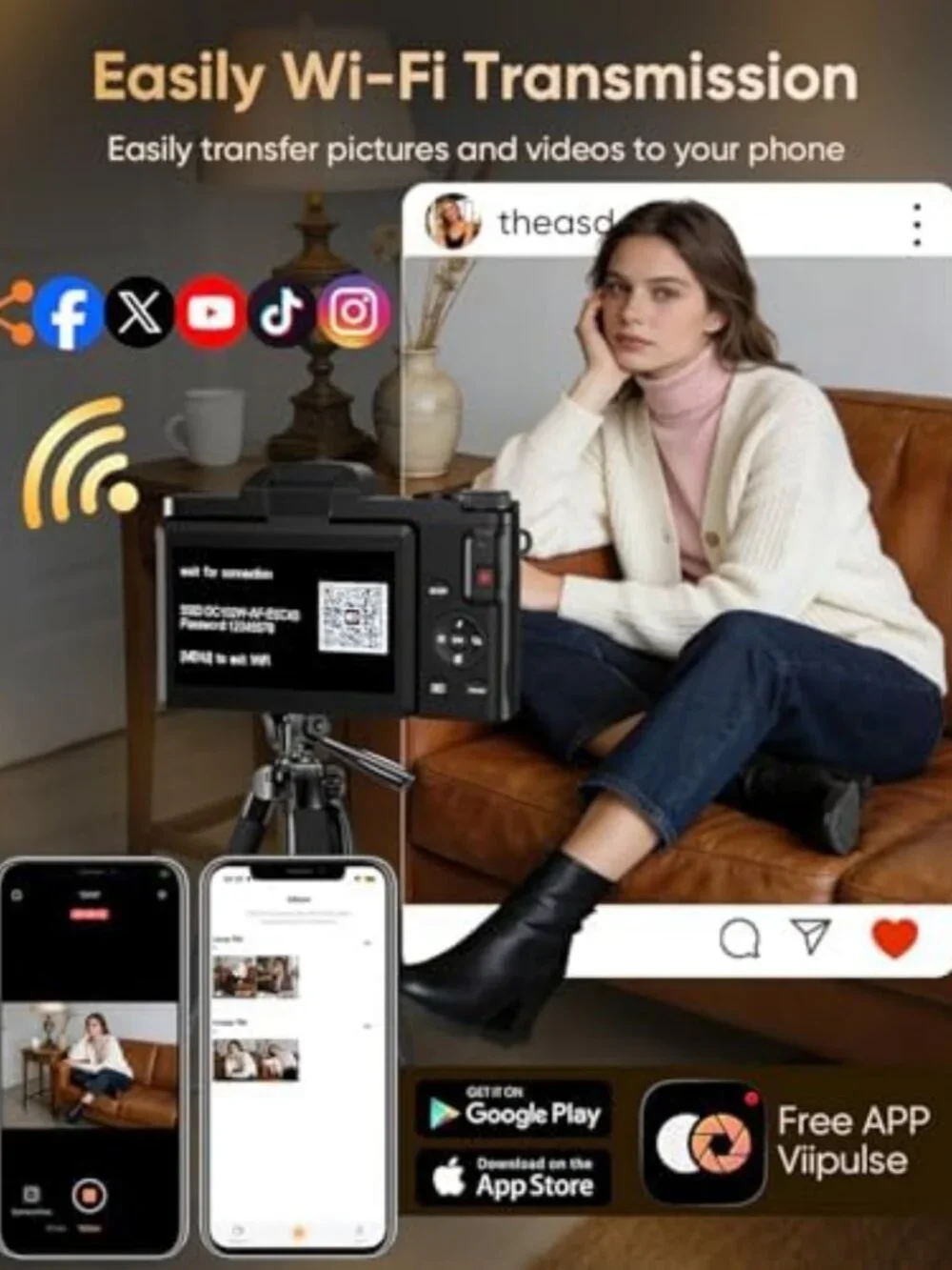 64MP 4K Digital Camera with WiFi, 180° Flip Screen & 16X Zoom - Perfect for